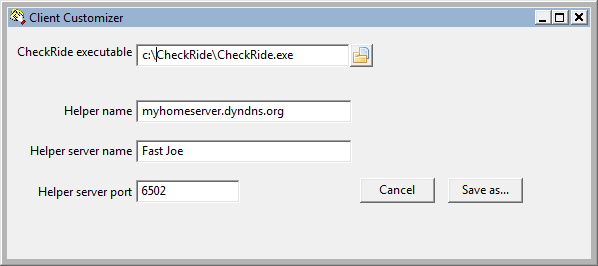 CheckRide client customizer screen