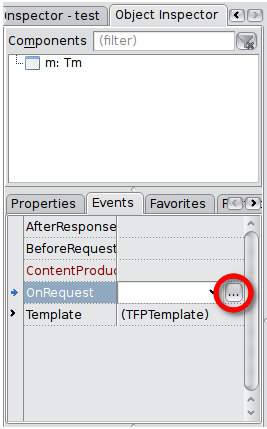Creating web action's OnRequest handler in the object inspector