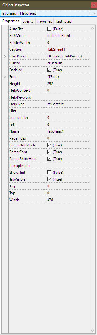 TabSheet of TPageControl